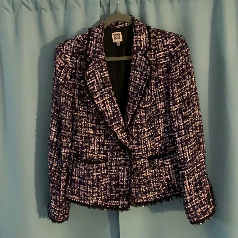 Ann Klein pink/black glitter blazer size 10